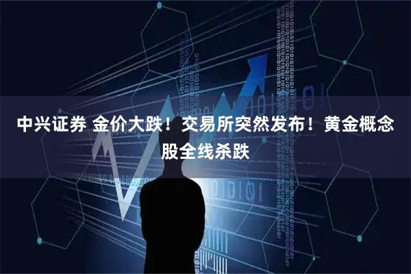 中兴证券 金价大跌！交易所突然发布！黄金概念股全线杀跌