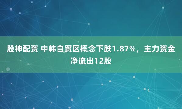 股神配资 中韩自贸区概念下跌1.87%，主力资金净流出12股
