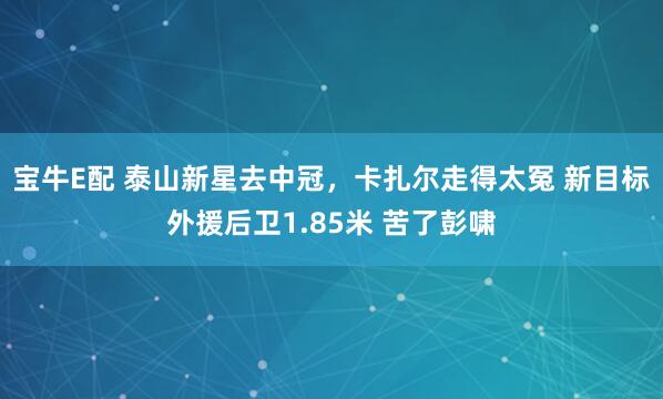 宝牛E配 泰山新星去中冠，卡扎尔走得太冤 新目标外援后卫1.85米 苦了彭啸